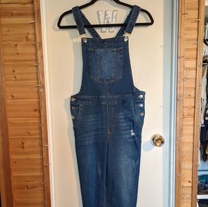 Distressed Denim Overalls